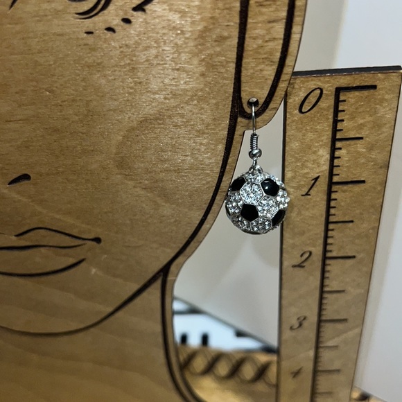 New La Volpe Dangle Earrings for Women Rhinestone Ball Earrings Soccer Drop - Picture 2 of 8